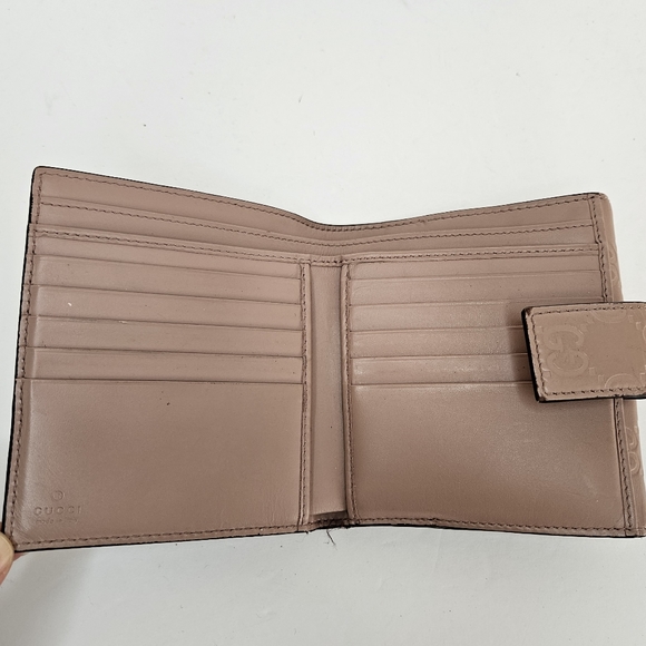 100% Authentic GUCCI GG Pattern Guccissima Bifold Wallet Leather Pink Preloved - Picture 5 of 15